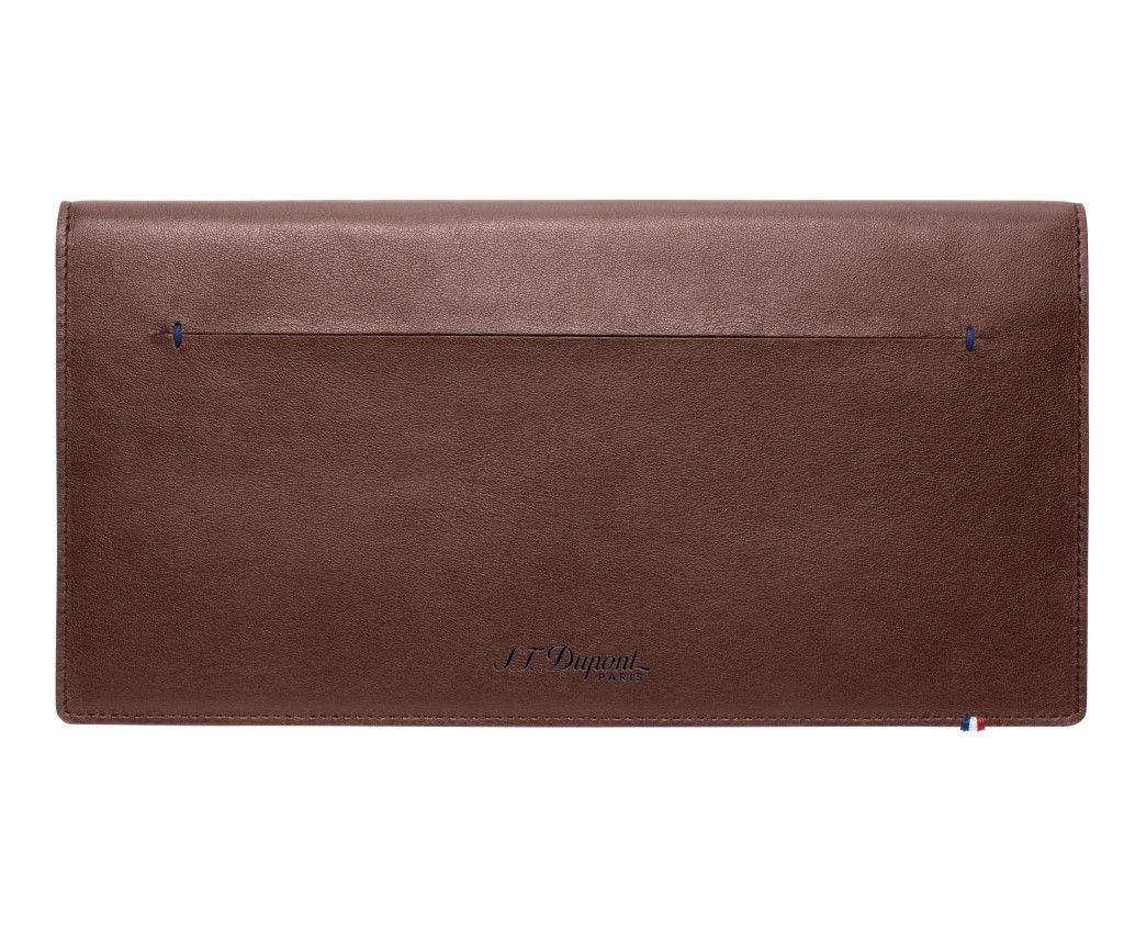 Line D Slim Brown/Blue Leather Long Flat Wallet